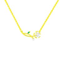Elegant Blume Titan Stahl Kupfer Inlay Künstliche Perlen Künstlicher Diamant Halskette Mit Anhänger main image 5