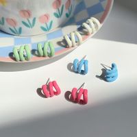 1 Pair Simple Style C Shape Plating Alloy Ear Studs main image 6