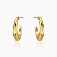 1 Pair Streetwear C Shape Solid Color Plating Copper Ear Studs main image 2