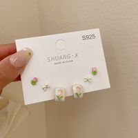 1 Set Sweet Flower Enamel Alloy Ear Studs sku image 1