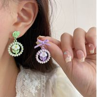 1 Pair Sweet Flower Enamel Inlay Alloy Artificial Pearls Artificial Diamond Ear Studs main image 2