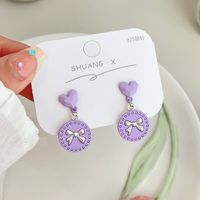1 Pair Sweet Flower Enamel Inlay Alloy Artificial Pearls Artificial Diamond Ear Studs sku image 2