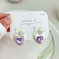 1 Pair Sweet Flower Enamel Inlay Alloy Artificial Pearls Artificial Diamond Ear Studs sku image 5