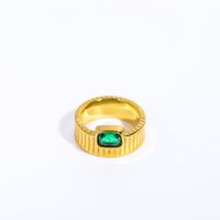 304 Stainless Steel Gold Plated Retro Plating Inlay Square Zircon Rings sku image 1
