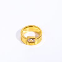 304 Stainless Steel Gold Plated Retro Plating Inlay Square Zircon Rings sku image 2