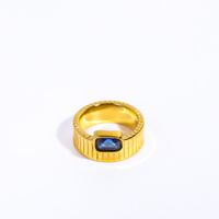304 Stainless Steel Gold Plated Retro Plating Inlay Square Zircon Rings sku image 4