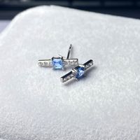 1 Pair Casual Simple Style Rectangle Plating Inlay Sterling Silver Zircon 14k Gold Plated Ear Studs main image 4