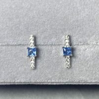 1 Pair Casual Simple Style Rectangle Plating Inlay Sterling Silver Zircon 14k Gold Plated Ear Studs main image 3