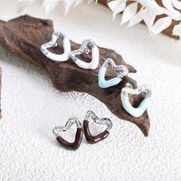 1 Pair Ig Style Simple Style Heart Shape Enamel Plating Hollow Out Titanium Steel Ear Studs main image 5