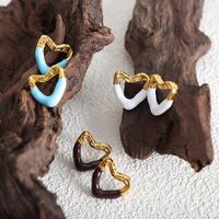 1 Pair Ig Style Simple Style Heart Shape Enamel Plating Hollow Out Titanium Steel Ear Studs main image 1