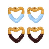 1 Pair Ig Style Simple Style Heart Shape Enamel Plating Hollow Out Titanium Steel Ear Studs main image 2