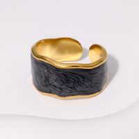 304 Stainless Steel 18K Gold Plated Elegant Retro Plating Geometric Leaf Heart Shape Open Rings sku image 35
