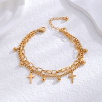 IG Style Simple Style Cross 304 Stainless Steel 18K Gold Plated Bracelets In Bulk main image 1