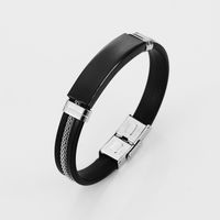 Simple Style Geometric Silica Gel Titanium Steel Plating Unisex Wristband sku image 1