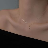 Simple Style Cross Titanium Steel Copper Zircon Pendant Necklace In Bulk main image 3