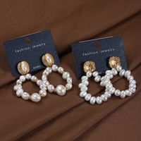 1 Pair Elegant Simple Style Irregular Beaded Plating Inlay Freshwater Pearl Copper Pearl Gold Plated Drop Earrings main image 1