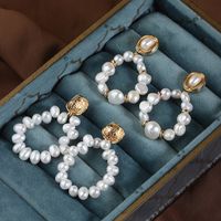 1 Pair Elegant Simple Style Irregular Beaded Plating Inlay Freshwater Pearl Copper Pearl Gold Plated Drop Earrings main image 5