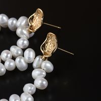 1 Pair Elegant Simple Style Irregular Beaded Plating Inlay Freshwater Pearl Copper Pearl Gold Plated Drop Earrings main image 4
