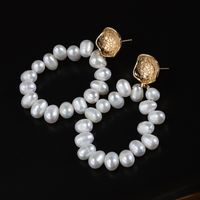 1 Pair Elegant Simple Style Irregular Beaded Plating Inlay Freshwater Pearl Copper Pearl Gold Plated Drop Earrings main image 2