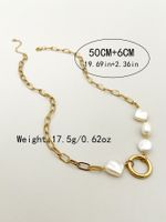 304 Stainless Steel 14K Gold Plated Simple Style Artistic Plating Circle Square Pearl Shell Necklace main image 2