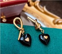 1 Pair Sweet Heart Shape Enamel Copper Drop Earrings main image 4