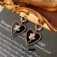 1 Pair Sweet Heart Shape Enamel Copper Drop Earrings main image 1