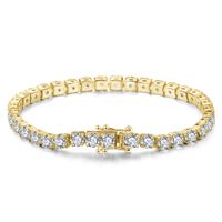 Simple Style Solid Color Sterling Silver Plating Inlay Zircon 14k Gold Plated Bracelets sku image 1