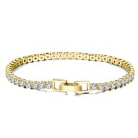 Simple Style Solid Color Sterling Silver Plating Inlay Zircon 14k Gold Plated Bracelets main image 2