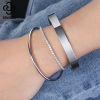 Simple Style Solid Color Sterling Silver Plating Inlay Zircon 14k Gold Plated Bracelets main image 4