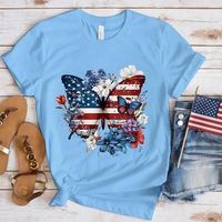 Women's T-shirt Short Sleeve T-shirts Printing Casual American Flag Butterfly main image 6
