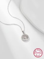 Décontractée Style Simple Rond Arbre Argent Sterling Placage Évider Incruster Zircon Plaqué Or 18k Or Blanc Plaqué Pendentif main image 2