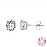 1 Pair Simple Style Solid Color Inlay Sterling Silver Zircon Ear Studs main image 3