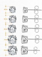 1 Pair Simple Style Solid Color Inlay Sterling Silver Zircon Ear Studs sku image 1