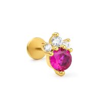 Casual Simple Style Leaf Flower Bee Brass Plating Inlay Zircon 18k Gold Plated Lip Stud main image 2