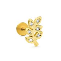 Casual Simple Style Leaf Flower Bee Brass Plating Inlay Zircon 18k Gold Plated Lip Stud sku image 5
