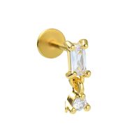 Casual Simple Style Leaf Flower Bee Brass Plating Inlay Zircon 18k Gold Plated Lip Stud sku image 7