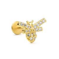 Casual Simple Style Leaf Flower Bee Brass Plating Inlay Zircon 18k Gold Plated Lip Stud sku image 9