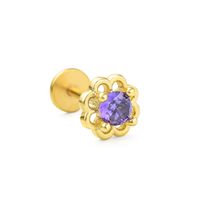 Casual Simple Style Leaf Flower Bee Brass Plating Inlay Zircon 18k Gold Plated Lip Stud sku image 3