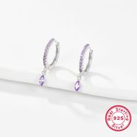 1 Paar Lässig Einfacher Stil Kreis Überzug Inlay Sterling Silber Zirkon 18 Karat Vergoldet Weißgold Plattiert Tropfenohrringe main image 5