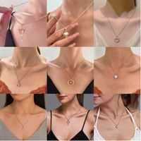 Romantic Shiny Heart Shape Rhombus Copper Plating Inlay Crystal Rhinestones Zircon 18k Gold Plated Gold Plated Silver Plated Pendant Necklace main image 1