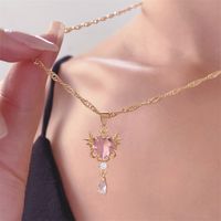 Romantic Shiny Heart Shape Rhombus Copper Plating Inlay Crystal Rhinestones Zircon 18k Gold Plated Gold Plated Silver Plated Pendant Necklace main image 6