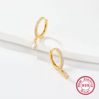1 Pair Casual Simple Style Circle Plating Inlay Sterling Silver Zircon 18k Gold Plated White Gold Plated Drop Earrings sku image 2