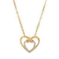 Romantic Shiny Heart Shape Rhombus Copper Plating Inlay Crystal Rhinestones Zircon 18k Gold Plated Gold Plated Silver Plated Pendant Necklace sku image 15