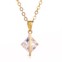Romantic Shiny Heart Shape Rhombus Copper Plating Inlay Crystal Rhinestones Zircon 18k Gold Plated Gold Plated Silver Plated Pendant Necklace sku image 7