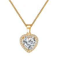 Romantic Shiny Heart Shape Rhombus Copper Plating Inlay Crystal Rhinestones Zircon 18k Gold Plated Gold Plated Silver Plated Pendant Necklace sku image 31