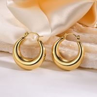 1 Pair Simple Style Commute Solid Color Plating 304 Stainless Steel Gold Plated Hoop Earrings main image 6