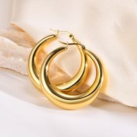 1 Pair Simple Style Commute Solid Color Plating 304 Stainless Steel Gold Plated Hoop Earrings main image 5