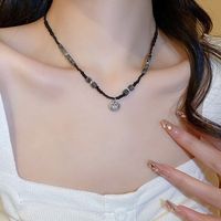 Vintage Style Letter Alloy Inlay Artificial Pearls Rhinestones Women's Necklace 1 Piece sku image 40