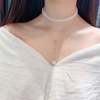 Style Vintage Lettre Alliage Incruster Perles Artificielles Strass Femmes Collier 1 Pièce sku image 22