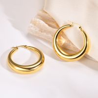 1 Pair Simple Style Commute Solid Color Plating 304 Stainless Steel Gold Plated Hoop Earrings main image 4